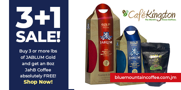 The 3+1 Blue Mountain Coffee Deal Is Back! Buy 3lbs of JABLUM Gold and get 8oz of JahB Coffee absolutely free!!!